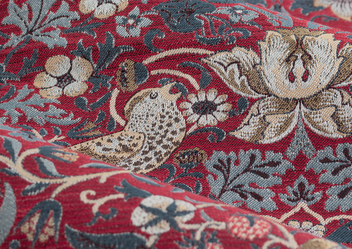 Strawberry Thief Jacquard Pencil Pleat, Berry - Ready Made Curtains - Image 4